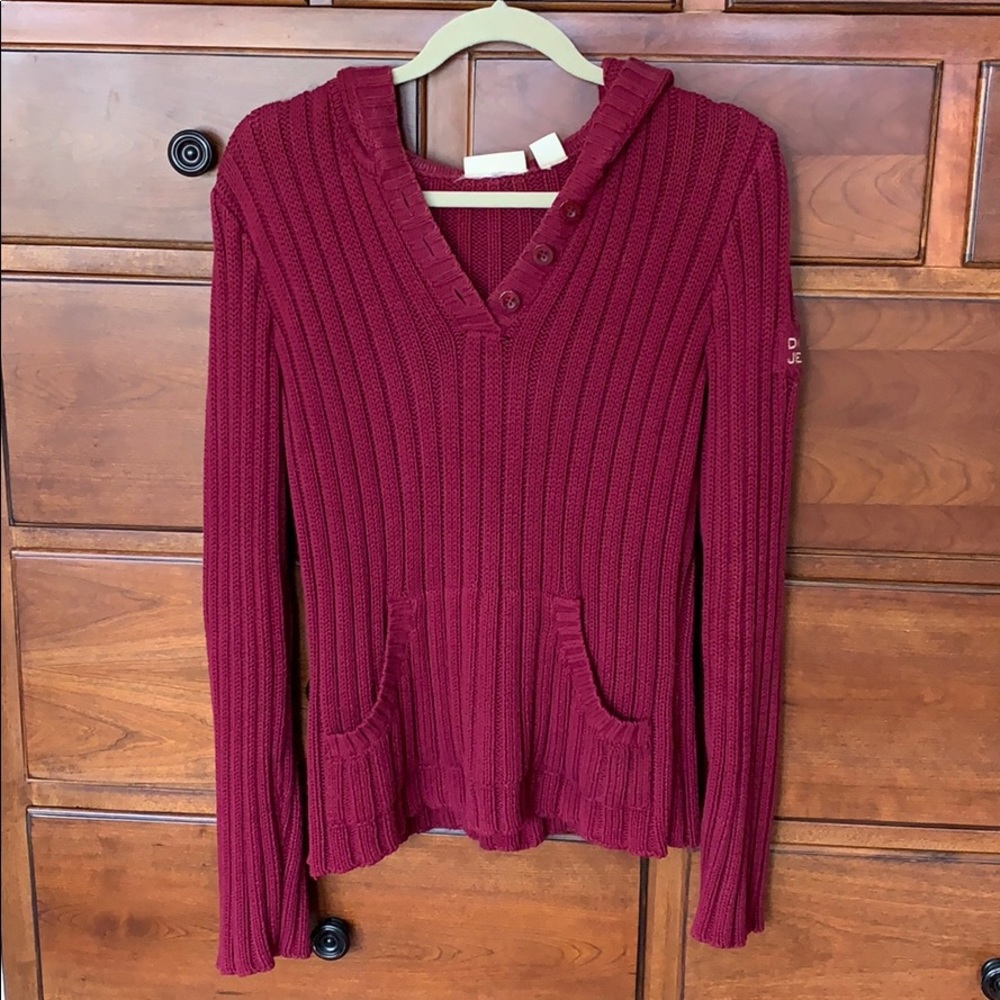 DKNY Jeans Hooded Cable Knit Sweater